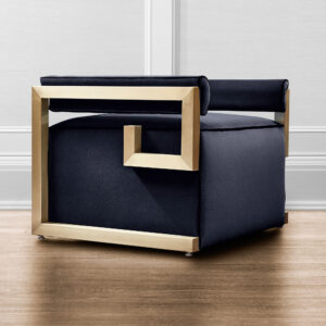 Jake black velvet and brass frame armchair by Lori Morris Interior Design | Luxury Living room furniture
