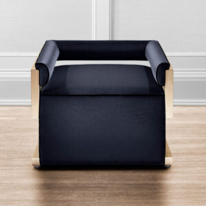 Black velvet chair and brass frame by Lori Morris Interior Design | Luxury Living room furniture
