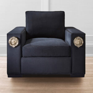 Black velvet Lion Armchair by Lori Morris Interior Design